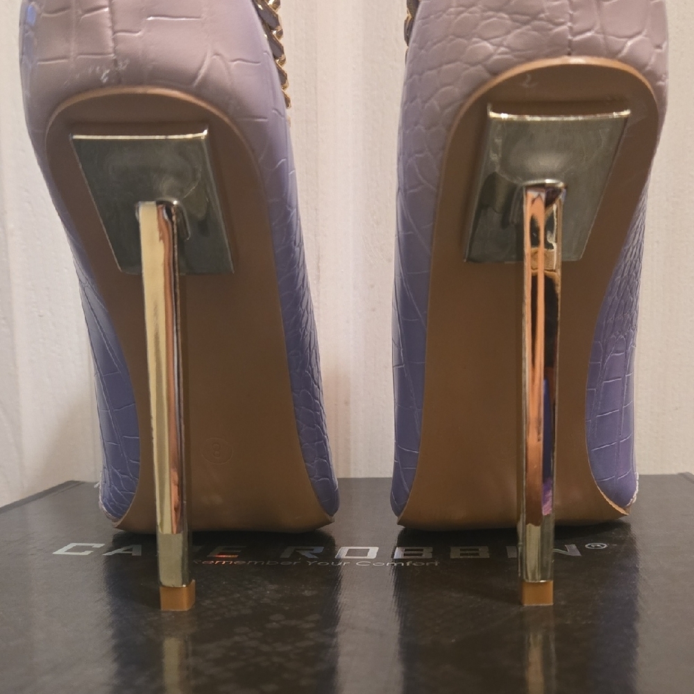 Elegant Pink and Purple Croc-Embossed Women's Boots - Picture 5 of 10